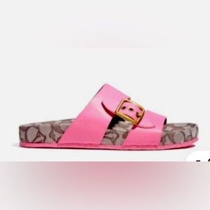 Coach Addison Signature Jacquard Leather Sandals in Petunia